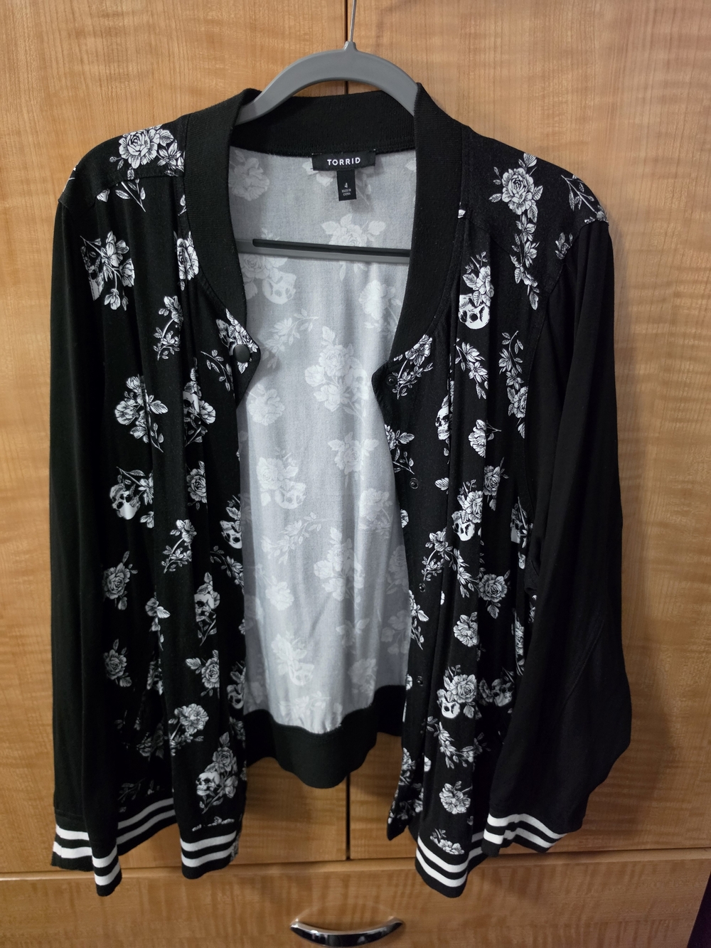 Torrid Black Floral Bomber Cardigan